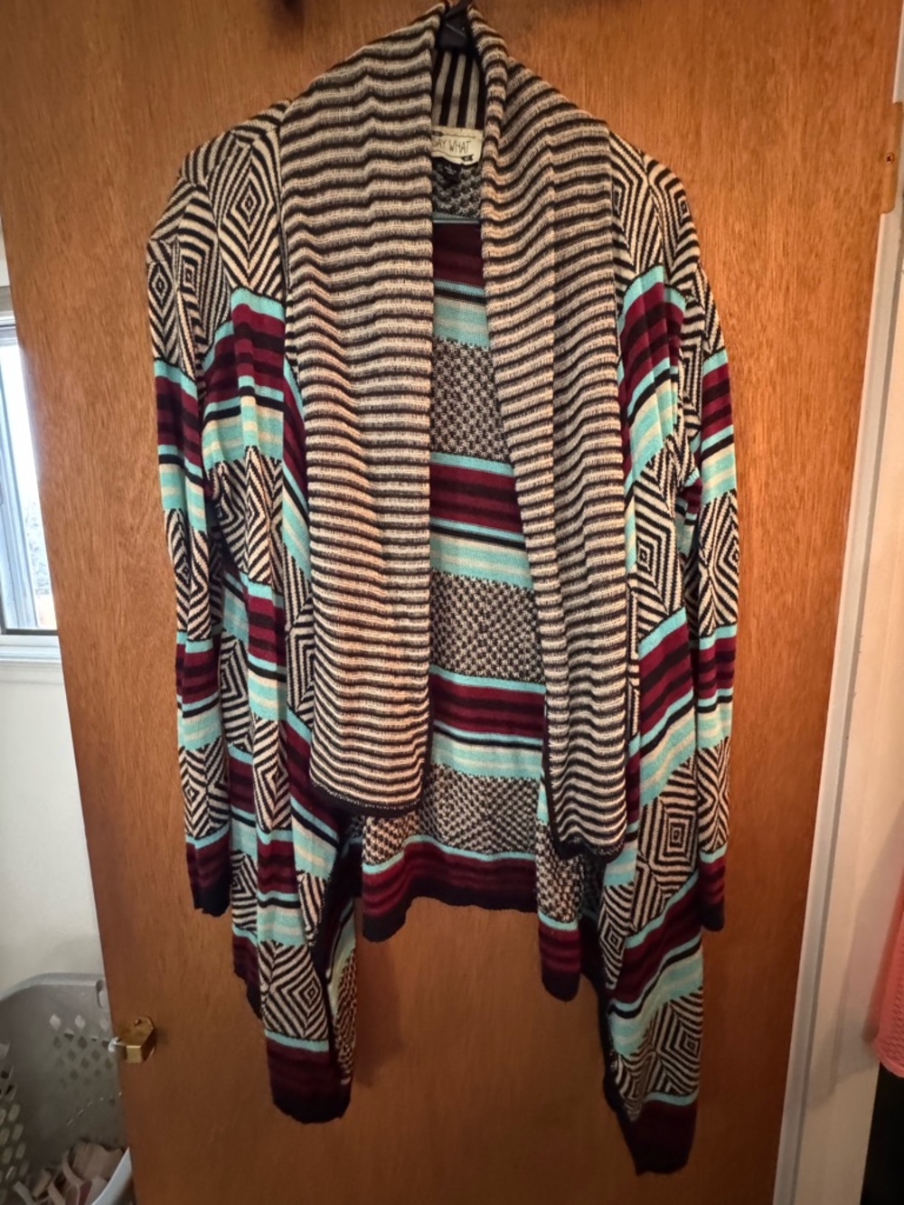 Say What? Black and Cream Striped Knit Cardigan